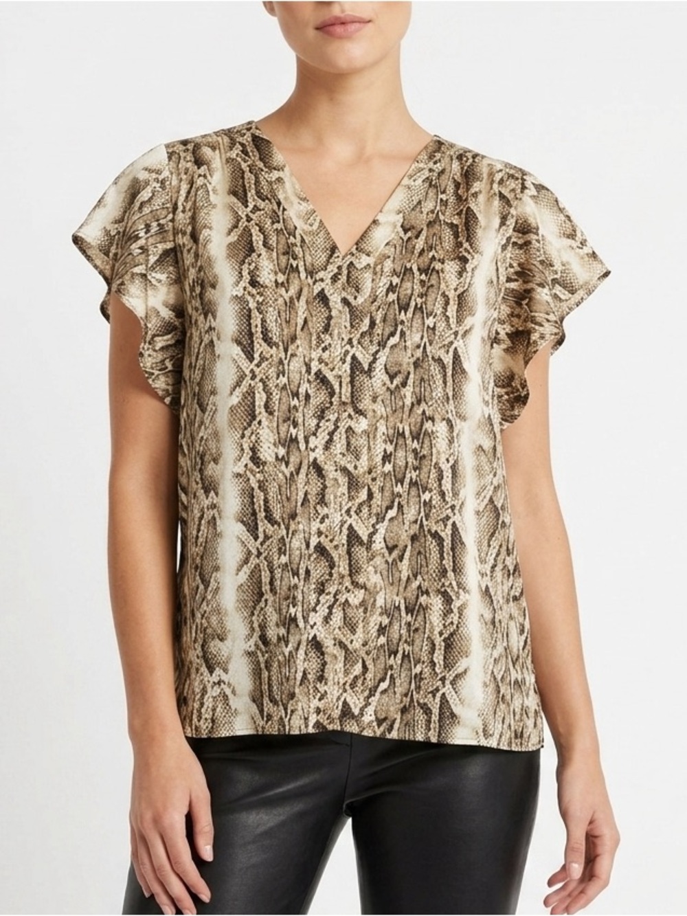 Sanctuary "Countryside Mirage" Size M Snake Print Flutter Sleeve Blouse